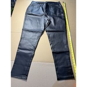 Venus Black  Faux Leather Straight Pants Skinny Size‎ 14 #6D